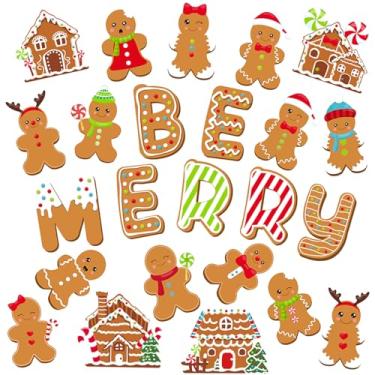 Imagem de kapitomanio 41 peças recortes de pão de gengibre de inverno, boneco de gengibre, papel de boletim, decoração de quadro de avisos de natal para sala de aula, casa, escola, parede da janela