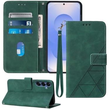 Imagem de Moment Dextrad Capa carteira para Samsung S25, compartimentos para cartão, alça de pulso, proteção interna de TPU, capa flip de couro PU com suporte para Galaxy S25 5G (2025) (verde)