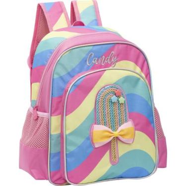 Imagem de Mochila Menina Infantil Rosa Escolar Candy Com Laço Sorvete MIF5335 - 