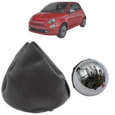 Imagem de Kit Bola Câmbio Manopla Coifa Fiat 500 2013 2014 2015 2016 2017 - Nat,