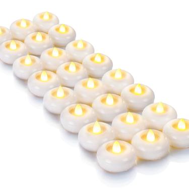 Imagem de Velas flutuantes de LED sem chama Homemory 2", pacote com 24 unidades, brancas