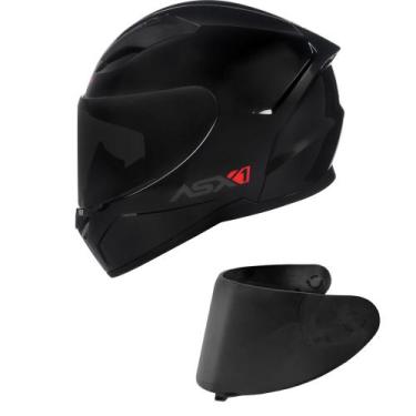 Imagem de Capacete ASX City Solid Preto Brilhante Mais Viseira Fumê, 62