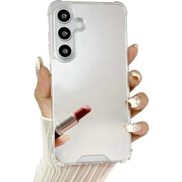 Imagem de YTanazing Capa espelhada para Samsung Galaxy S25 Plus para mulheres e meninas, maquiagem, linda capa rígida de vidro brilhante à prova de choque com moldura de TPU transparente de silicone macio para