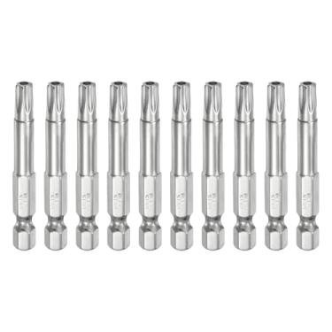 Imagem de HARFINGTON 10 peças T30 Bit Torx de segurança 6 mm haste sextavada 5 cm de comprimento S2 aço magnético resistente a adulteração chave de fenda Torx cabeça Torx com furo para brocas de chave de fenda