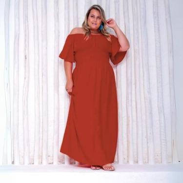 Imagem de Vestido plus size g3 g4 tamanho até 64 - Donna Lu, G4, Terracota