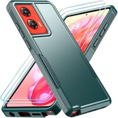 Imagem de PhuLok Capa compatível com Motorola Moto G Stylus 5G 2024 com protetor de tela HD, resistente, resistente, à prova de choque, proteção de grau militar (verde escuro fosco)