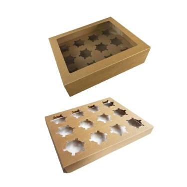 Imagem de 10~20 Peças/1 Conjunto de Caixas de Cupcake de 12,79 * 10 * 3,54", Recipientes para Cupcake com Janela E Inserções, Suporte Descartável para Cupcake, Caixas de Transporte para Confeitaria(10 P