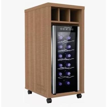 Imagem de Adegueira Bancada Balcão Embutir Adega Vinhos Com Rodízios COR: NOGUEIRA