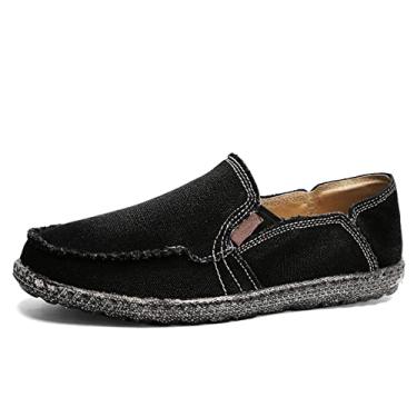 Imagem de JAMONWU tênis masculino de lona sem cadarço, sapatos casuais, mocassins, mocassins, para uso ao ar livre, não escorregam, A_black10, 9.5