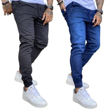 Imagem de Kit 2 Calça Jogger Jeans/Sarja Com Punho 15 Variações - Daze Modas, Pr