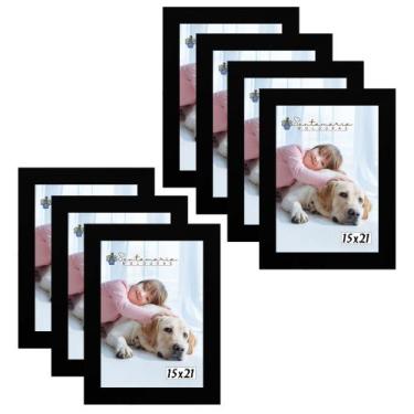 Imagem de Kit 7 Molduras Porta Retrato 15X21 Preto - Santamaria Molduras