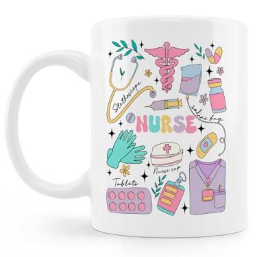 Imagem de BESERH Caneca de café de enfermeira, presentes de agradecimento de enfermeira, presentes de dia de enfermagem para mulheres, suprimentos de enfermagem modernos caneca de café de cerâmica 325 ml