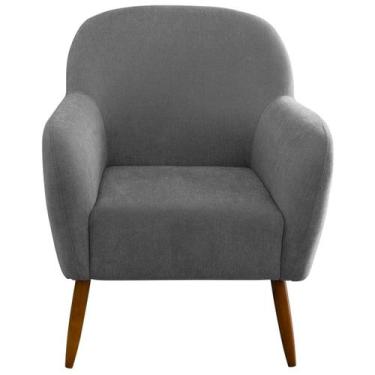 Imagem de Poltrona para Sala Decorativa Pés Palito Lapazze - Konfort, Linho Cinz