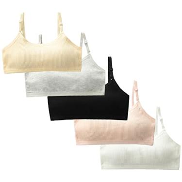 Imagem de Herepai Sutiã para meninas grandes, confortável, ajuste flexível sem costura para meninas adolescentes com alças ajustáveis, design sem fecho, Estilo12-5 unidades, 10-16 Anos