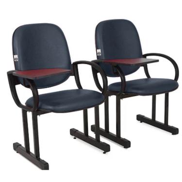 Imagem de 02 Cadeiras Escolar para Auditório e Escolas com Prancheta Linha Dallas Auditório Azul