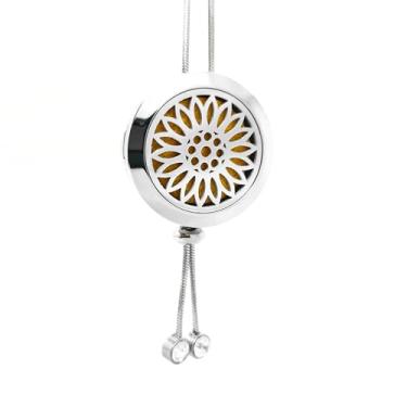 Imagem de Colar Difusor Girassol Gravatinha em AÇO INOXIDÁVEL - ANTIALÉRGICO - PRATA