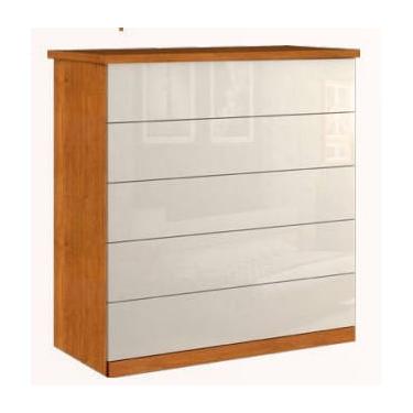 Imagem de Cômoda para quarto 5 gavetas corrediças telescópicas - Capri-Nature/Off - Bianchi Móveis