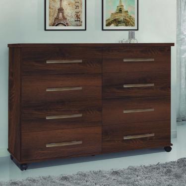 Imagem de Cômoda para Quarto 136cm 8 Gavetas com Rodízios Jade Freijó Luxo - Móveis Primus