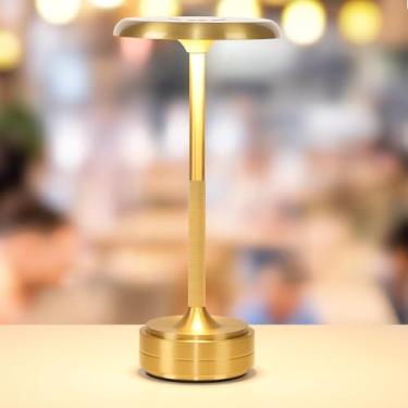 Imagem de baishezhuan Lâmpada portátil operada por bateria sem fio, lâmpadas de mesa de LED sem fio recarregáveis, luz com sensor de toque de 3 níveis, lâmpada de criado-mudo/bar/mesa de restaurante/luz externa