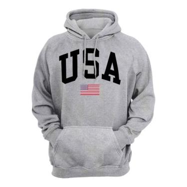 Imagem de Moletom Masculino Casual Blusa De Frio Com Capuz Usa - Hs, G, Cinza