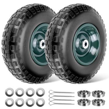 Imagem de Taifa 2 peças de 13 polegadas 4,00-6 com rolamentos de 5/20.3 cm e 3/10.2 cm, pneus e rodas de substituição, sem ar para carrinho de mão/vagão/carrinho de mão/trolete/scooter de jardim, etc.