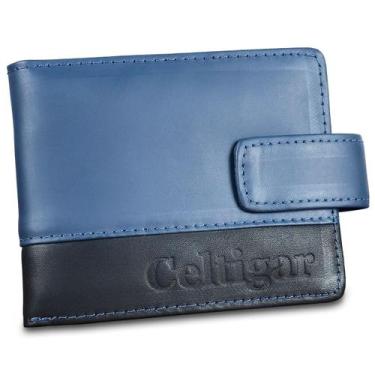 Imagem de Carteira Masculina De Couro Antifurto Proteção RFID RG CNH - Celtigar,