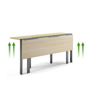 Imagem de LILINWAN Mesa de treinamento móvel flip top, mesa de reunião dobrável simples/dupla, mesa de madeira, moldura de metal (cor: A, tamanho: 120 * 86 * 75 cm) (A 120 * 86 * 75 cm)