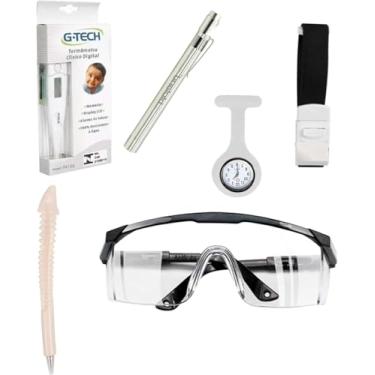 Imagem de Kit De Bolso Enfermagem Termometro Lanterna Garrote Oculos Caneta (BRANCO)