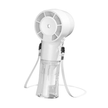 Imagem de WeiLaiKeQi Pulverizar fã de mão minimidificador de umidificador elegante 4 velocidades ajuste silencioso ventilador pessoal portátil para caminhar acampamento de, Branco