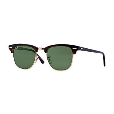 Imagem de Óculos de sol quadrado Ray-Ban Rb3016 Clubmaster, Tortoise Arista Frame/Crystal Green Lens W0366, Medium