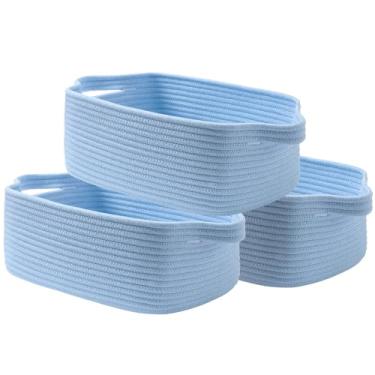 Imagem de KALLAX Cesta pequena de tecido, 35 x 25 x 14 cm, pequenas cestas de armazenamento para organização, cestas de presente vazias, caixas de armazenamento de armário de prateleira de corda fofas para