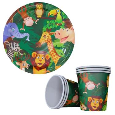 Imagem de KIT 20 Convidados Pratos Copos Papel Safari Zoologico Festa - UDlandia