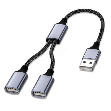 Imagem de Jasput Cabo divisor USB, 1 macho para 2 conectores de cabo de extensão USB fêmea, hub extensor USB multiportas , carregador e transferência de dados divisor USB Y para laptop, carro, Mac, TV, PC, Xbox One Series X/S, HDD, telefone
