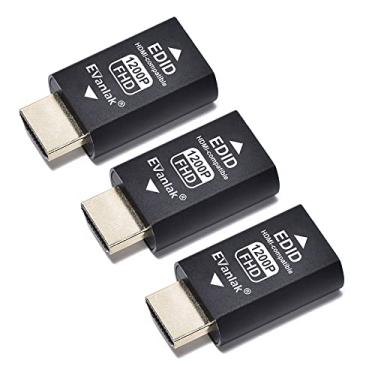 Imagem de EVanlak Hdmi Edid Emulator Passthrough Dongle Eliminated Emulator Adaptador 3ª geração funciona com Mac Thunderbolt para HDMI Switches/Extender/AV Receptor/Divisores de vídeo -1920x1200@59Hz-3pack