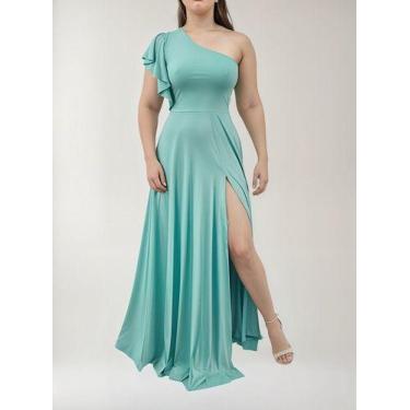 Imagem de Vestido Madrinha Com Fenda E Manga Godê Para Festa Casamento - Casual 