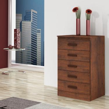 Imagem de Cômoda Organizadora Grande 5 Gavetas Quarto Casal Café