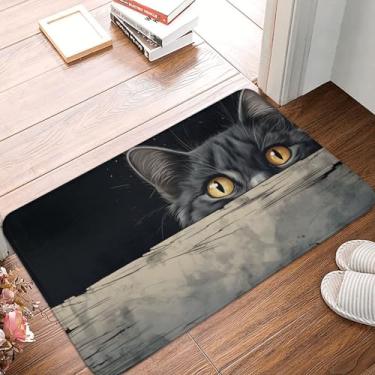 Imagem de HGSCHYU Tapete de banheiro de gato preto antiderrapante tapetes de cozinha 61 x 40 cm tapetes de cozinha laváveis tapetes de entrada acessórios de decoração de casa