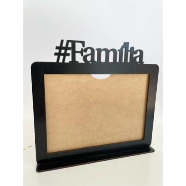 Imagem de Porta Retrato Decorativo #Familia em MDF, 15x21 cm, Suporte de Mesa (Preto)