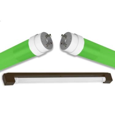 Imagem de Kit Calha Sobrepor Tubular Led 1,2m Marrom + Lâmpada Colorida 20w Verde
