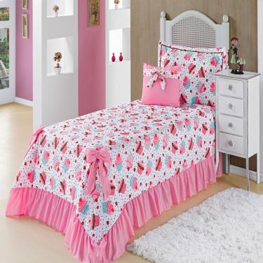 Imagem de Cobre Leito Solteiro Laila Cupcake Enxovais Aquarela 4 Peças