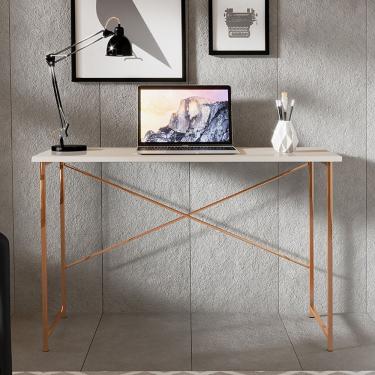 Imagem de Escrivaninha 90cm Estilo Industrial Cobre/Off White