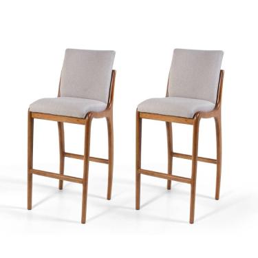 Imagem de Conj 2 Banquetas Com Encosto Estofadas Cinza Claroeb