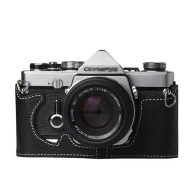 Imagem de DBZZ Estojo De Couro Genuíno Para Câmera, Feito À Mão, Olympus Om-1/1N Om-2/2N Om-3/3Ti Om-4 (Sem Alça) (Preto)