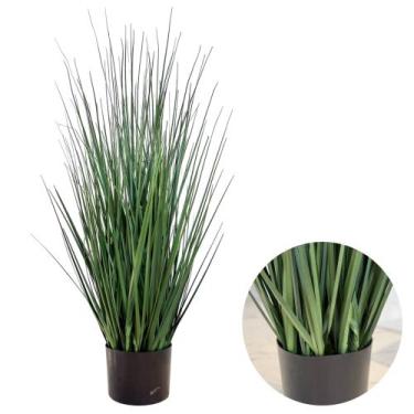 Imagem de Capim Artificial Com Vaso Buquê Grande Realista Folhagem - Flor Imp