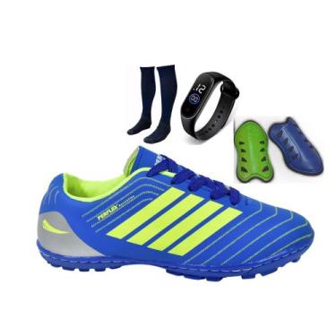 Imagem de Chuteira Society  Revolution Adulto Infantil com Meião Caneleira e Rel