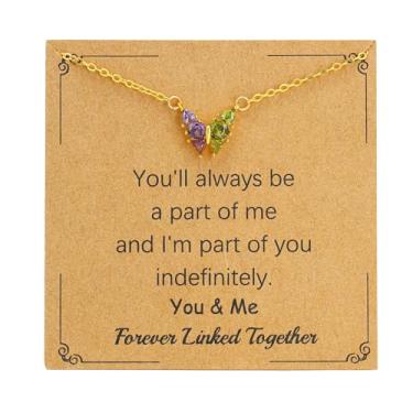 Imagem de SOPIFY Colar feminino com pedra do mês de nascimento de borboleta, dourado, delicado para mãe, filha, irmã, avó, neta, amigas, melhores presentes de pedra do mês de nascimento, Adjustable, Cobre, Sem