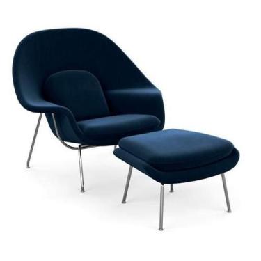 Imagem de Poltrona Womb Chair com Puff - Outros, Azul