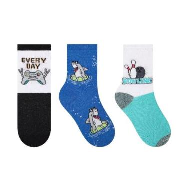 Imagem de Kit de 3 pares de meias  infantis masculina - JT, Coloridas