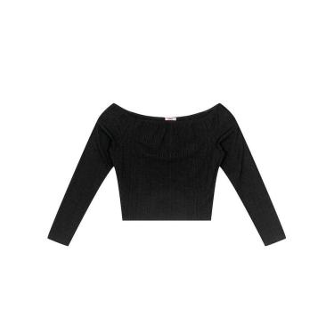 Imagem de Blusa Feminina Cropped Manga Longa Canelada
