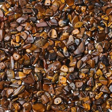 Imagem de ZHIYUXI 400 peças de contas de pedra de lascas naturais olho de tigre 5-8 mm cristais pedras irregulares pedras soltas contas furadas joias perfuradas faça você mesmo para colar de pulseira artesanato de árvore de cristal